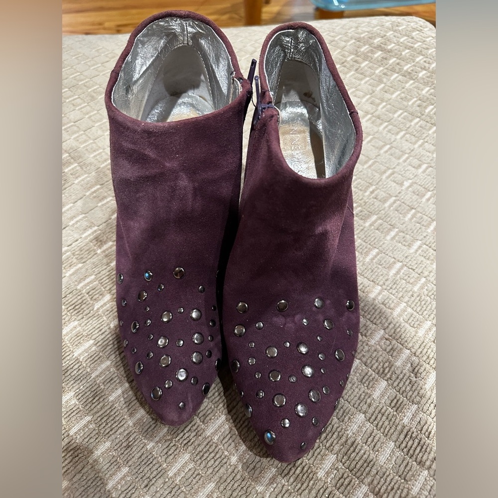 Nine West Purple Ankle Booties with Rhinestone Embellishments